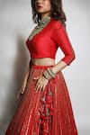 Buy Mona And Vishu Red Dupatta Organza, Lehenga And Blouse Dupion Silk Hand Embroidered Set Online at Aza Fashions Buy_Mona And Vishu_Red Dupatta Organza, Lehenga And Blouse Dupion Silk Hand Embroidered Set _Online_at_Aza_Fashions