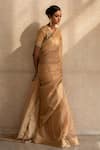 Priyanka Raajiv_Gold Silk Tissue Maheshwari Woven Thread Saree _Online_at_Aza_Fashions