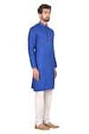 Aryavir Malhotra_Blue Cotton Silk Kurta Set _Online_at_Aza_Fashions