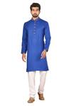 Shop_Aryavir Malhotra_Blue Cotton Silk Kurta Set _Online_at_Aza_Fashions