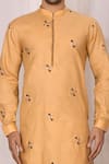 Shop_Samyukta Singhania_Gold Kurta Cotton Churidar Art Silk Embroidered Resham Set_Online_at_Aza_Fashions