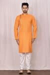 Buy_Samyukta Singhania_Orange Cotton Plain Patch Work Kurta Set_Online_at_Aza_Fashions