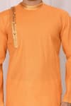 Shop_Samyukta Singhania_Orange Cotton Plain Patch Work Kurta Set_Online_at_Aza_Fashions