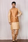 Buy_Samyukta Singhania_Gold Dupion Silk Plain Bundi_at_Aza_Fashions
