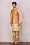 Shop_Samyukta Singhania_Gold Dupion Silk Plain Bundi_Online_at_Aza_Fashions