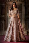 Buy_MATSYA_Grey Chanderi Silk Lehenga Set_at_Aza_Fashions