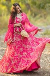 Buy_Paulmi and Harsh_Pink Lehenga And Blouse Georgette Dupatta Tissue Print & Set  _at_Aza_Fashions