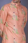 Shop_Eleven Brothers_Peach Mulberry Silk Printed Kurta Set _Online_at_Aza_Fashions