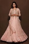 Buy Vara By Vibha N Priti Pink Organza, Chiffon Round Tiered Gown With Embroidered Jacket at Aza Fashions Buy_Vara By Vibha N Priti_Pink Organza, Chiffon Round Tiered Gown With Embroidered Jacket _at_Aza_Fashions