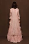 Shop Vara By Vibha N Priti Pink Organza, Chiffon Round Tiered Gown With Embroidered Jacket at Aza Fashions Shop_Vara By Vibha N Priti_Pink Organza, Chiffon Round Tiered Gown With Embroidered Jacket _at_Aza_Fashions