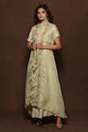 Buy_Vara By Vibha N Priti_Green Silk, Organza Round Jumpsuit With Jacket _at_Aza_Fashions