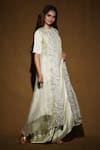 Vara by Vibha n Priti_Green Silk Jumpsuit With Jacket_Online_at_Aza_Fashions