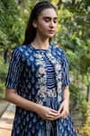 Buy Vara By Vibha N Priti Blue Silk Chanderi Striped Jumpsuit And Printed Jacket Set Online at Aza Fashions Buy_Vara By Vibha N Priti_Blue Silk Chanderi Striped Jumpsuit And Printed Jacket Set _Online_at_Aza_Fashions
