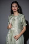 Shop_Vara By Vibha N Priti_Green Silk, Organza Jumpsuit And Jacket Set _Online_at_Aza_Fashions