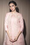 Shop_Vara by Vibha n Priti_Pink Silk Chanderi Organza Jacket And Palazzo Set _Online_at_Aza_Fashions