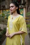 Shop_Vara by Vibha n Priti_Green Silk Chanderi Embroidered Kurta And Pant Set _Online_at_Aza_Fashions