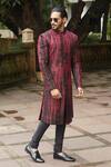 Buy Vikram Phadnis Maroon Sequins Fabric Embroidered Thread Work Tie And Dye Sherwani Set at Aza Fashions Buy_Vikram Phadnis_Maroon Sequins Fabric Embroidered Thread Work Tie And Dye Sherwani Set _at_Aza_Fashions