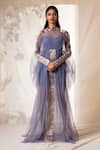 Buy_Vivek Patel_Blue Tulle Round Flared Gown _at_Aza_Fashions