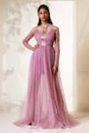 Buy Vivek Patel Purple Tulle Round Pleated Gown at Aza Fashions Buy_Vivek Patel_Purple Tulle Round Pleated Gown _at_Aza_Fashions