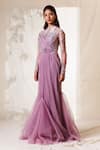 Buy Vivek Patel Purple Tulle High Neck Embroidered Gown at Aza Fashions Buy_Vivek Patel_Purple Tulle High Neck Embroidered Gown _at_Aza_Fashions