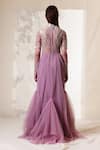 Shop Vivek Patel Purple Tulle High Neck Embroidered Gown at Aza Fashions Shop_Vivek Patel_Purple Tulle High Neck Embroidered Gown _at_Aza_Fashions