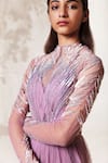 Vivek Patel Purple Tulle High Neck Embroidered Gown Online at Aza Fashions Vivek Patel_Purple Tulle High Neck Embroidered Gown _Online_at_Aza_Fashions
