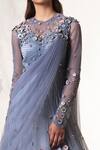 Vivek Patel_Blue Tulle Round Embroidered Saree Gown_Online_at_Aza_Fashions