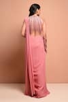 Shop_Vivek Patel_Pink Georgette Round Embellished Saree Gown _at_Aza_Fashions