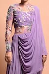 Vivek Patel_Purple Georgette Round Embellished Saree Gown _at_Aza_Fashions