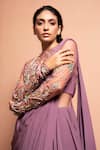 Shop_Vivek Patel_Purple Crepe Round Embellished Saree Gown _Online_at_Aza_Fashions