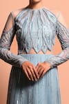 Buy Vivek Patel Blue Tulle, Silk Organza Round Embellished Gown Online at Aza Fashions Buy_Vivek Patel_Blue Tulle, Silk Organza Round Embellished Gown _Online_at_Aza_Fashions