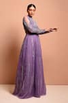 Vivek Patel_Purple Tulle Round Embellished Gown _Online_at_Aza_Fashions