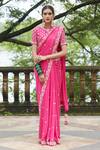 Buy_Vikram Phadnis_Pink Silk Embroidered Saree With Blouse_at_Aza_Fashions