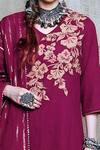 Buy_Vikram Phadnis_Maroon Slub Linen Applique Work Kurta Set_Online_at_Aza_Fashions