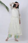 Buy_Vrinda By Pundrik Dubey_White Organza Round Cotton Polka Dot Dress And Pant Set_at_Aza_Fashions
