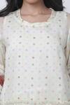 Shop_Vrinda By Pundrik Dubey_White Organza Round Cotton Polka Dot Dress And Pant Set_Online_at_Aza_Fashions