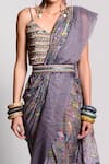 Buy_Rishi & Vibhuti_Grey Organza Georgette Printed Pre-draped Saree_Online_at_Aza_Fashions