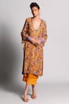 Buy_Rishi & Vibhuti_Orange Layered Cropped Pants_at_Aza_Fashions