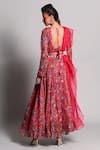 Shop_Rishi and Vibhuti_Pink Georgette Embroidery V Neck Printed Anarkali With Dupatta _at_Aza_Fashions