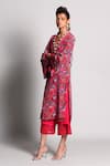 Rishi and Vibhuti_Pink Crepe V Neck Printed Kurta And Pant Set_Online_at_Aza_Fashions