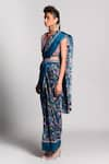 Shop_Rishi and Vibhuti_Blue Crepe Floral Print Pre-draped Saree _Online_at_Aza_Fashions