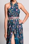 Buy_Rishi and Vibhuti_Blue Crepe Embroidery Halter Printed Wrap Sarong _Online_at_Aza_Fashions