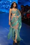 Buy_Rishi and Vibhuti_Blue Crepe And Embellishment Floral & Pre-draped Saree With Blouse _at_Aza_Fashions