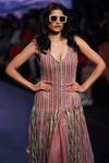 Shop_Rishi and Vibhuti_Pink Organza Macrame Fringed Dress_at_Aza_Fashions