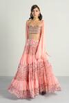 Buy_Rishi & Vibhuti_Peach Crepe Printed Skirt Set_at_Aza_Fashions