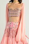 Buy_Rishi & Vibhuti_Peach Crepe Printed Skirt Set_Online_at_Aza_Fashions