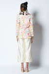 Shop_Rishi and Vibhuti_Ivory Crepe And Dupion Print & Embellishment Floral Misty Blazer & Pant Set _at_Aza_Fashions