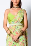 Buy_Rishi and Vibhuti_Green Crepe And Embellishment Floral & Pre-draped Saree With Blouse _Online_at_Aza_Fashions