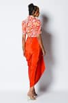 Shop_Rishi & Vibhuti_Red Crepe Senorita Cropped Jacket With Drape Skirt_at_Aza_Fashions