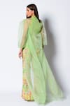 Shop_Rishi and Vibhuti_Green Crepe And Organza Floral High Sheer Cape & Gharara Set _at_Aza_Fashions